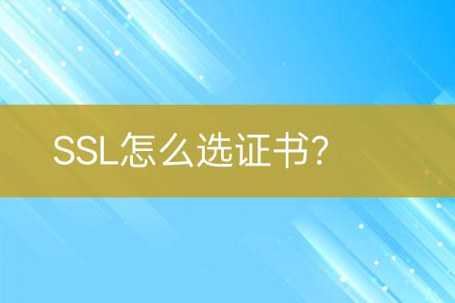SSL怎么選證書？