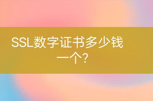SSL數(shù)字證書(shū)多少錢一個(gè)？