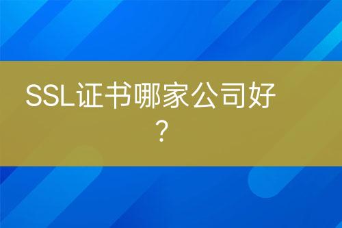 SSL證書哪家公司好?