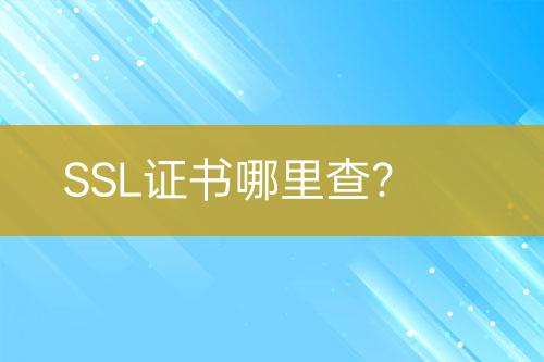 SSL證書哪里查?