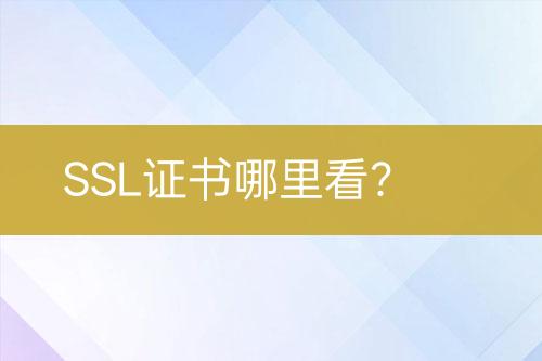 SSL證書哪里看?
