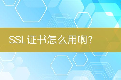 SSL證書怎么用??？
