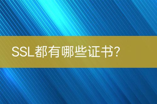 SSL都有哪些證書(shū)？