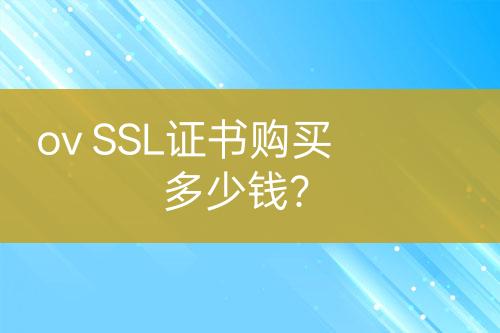ov SSL證書購買多少錢？