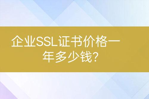 企業(yè)SSL證書(shū)價(jià)格一年多少錢？