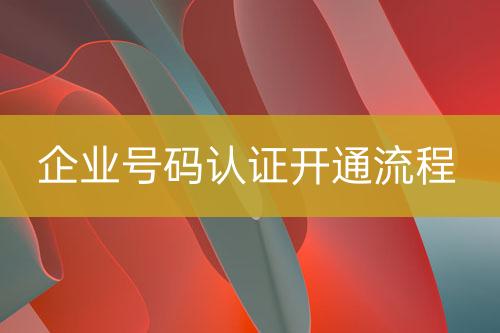 企業(yè)號(hào)碼認(rèn)證開(kāi)通流程
