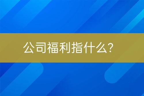 公司福利指什么？