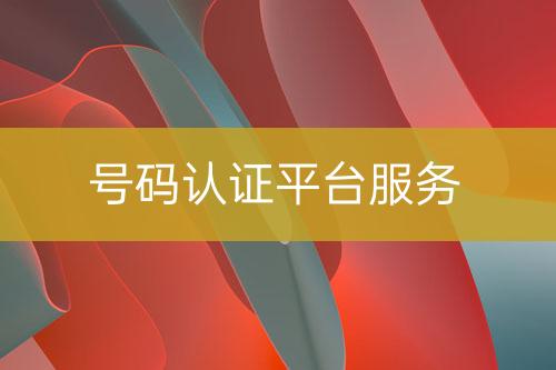 號碼認(rèn)證平臺服務(wù)