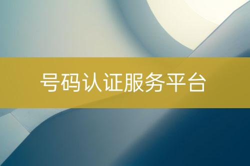號碼認(rèn)證服務(wù)平臺