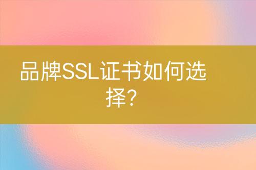 品牌SSL證書如何選擇?