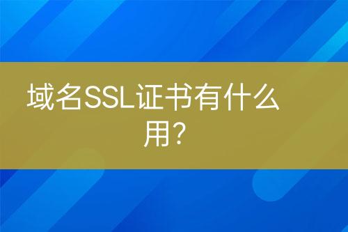 域名SSL證書有什么用?