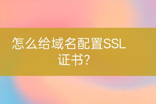 怎么給域名配置SSL證書？