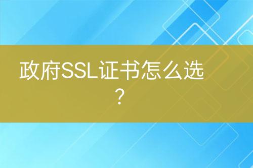 政府SSL證書怎么選？