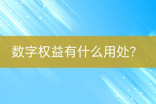 數(shù)字權(quán)益有什么用處？