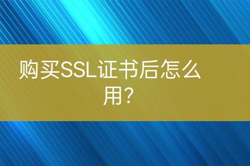 購買SSL證書后怎么用？