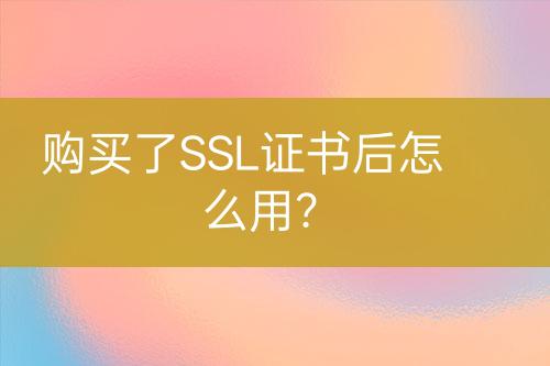 購買了SSL證書后怎么用？