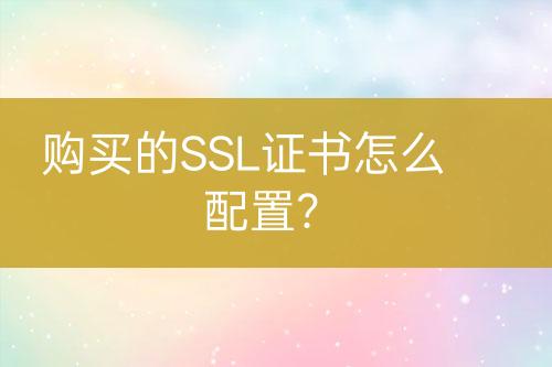 購(gòu)買的SSL證書怎么配置?