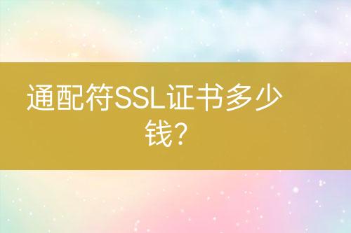 通配符SSL證書多少錢？