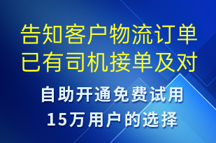 告知客戶物流訂單已有司機接單及對應司機及車輛信息-系統(tǒng)預警短信模板